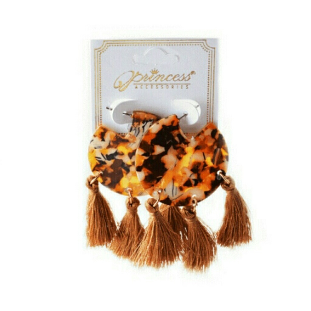 Tortoise shell tassel earrings